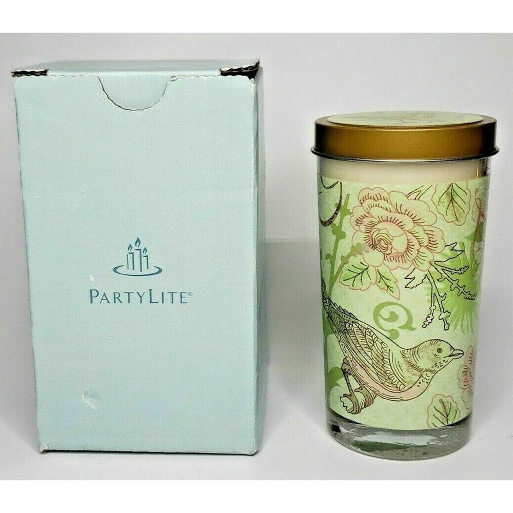 PartyLite Column Jar Candle W/ Lid New Box Iced White Pear Tea P5B/G16180